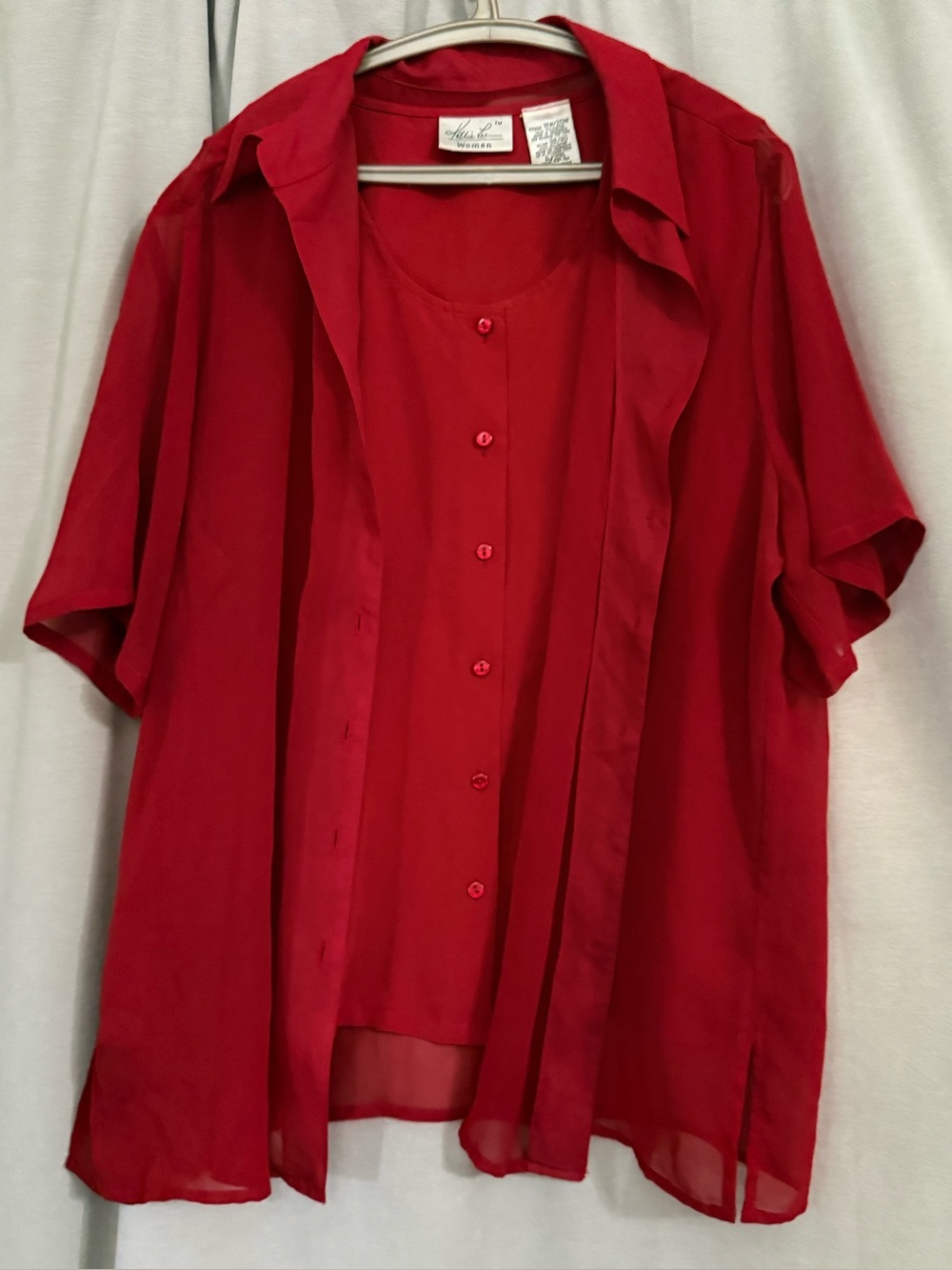 Vintage 1990s Kathie Lee Collection two piece career blouse Red size 18W/20W